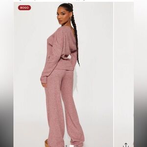 Fashion Nova Giving Cozy Pant Set in Marsala